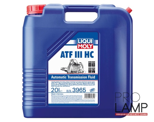 LIQUI MOLY ATF III HC — НС-синтетическое трансмиссионное масло для АКПП 20 л.: transmissionnoe maslo liqui moly atf iii
