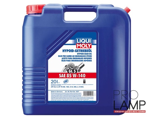 LIQUI MOLY Hypoid-Getriebeol (GL-5) 85W-140 — Минеральное трансмиссионное масло 20 л.: transmissionnoe maslo liqui moly